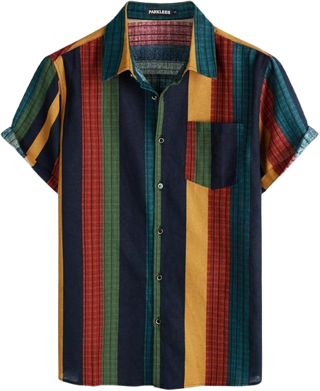 Men's Cotton Linen Vintage Pattern Printed Old Style Shirt