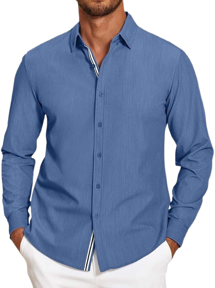Mens Casual Button Down Shirt Untucked